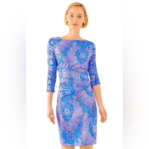 Gretchen Scott women’s XL 16 18 dress Blue
Orange pattern stretch 3/4 sleeve - Picture 1 of 11